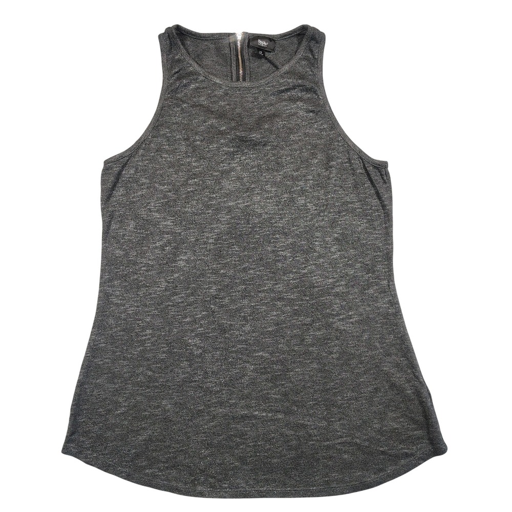 Mossimo‎ Tank Top Womens Large Gray High Neck Back Zip Heathered Rayon Blend